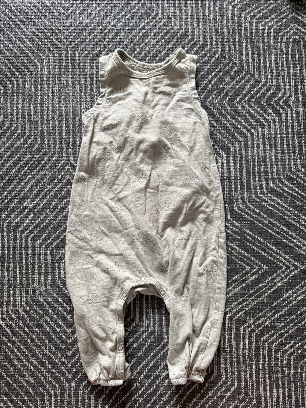 Neutral Olive/Gray Sunburst Cotton Baby Romper